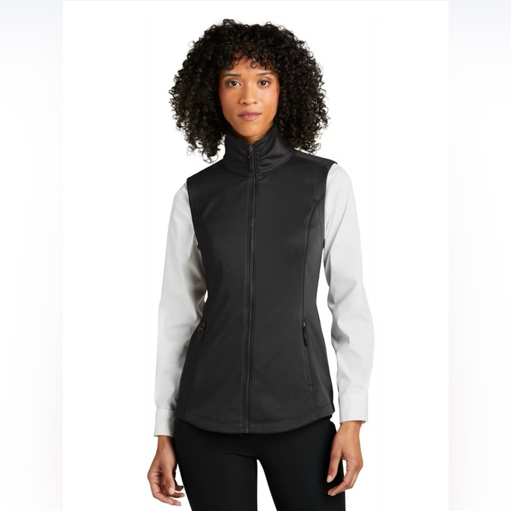 Port Authority XS L906 Vest Zip Up Mock Neck Tapered Waist Black